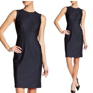 Calvin Klein Sleeveless Sheath Dress Sz 2 Navy Denim-Ish Stretch